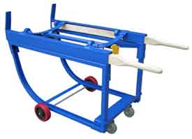 A rotating drum cart uses a simple but effective design to allow sealed oil drums to be picked up and then moved quickly and effectively. The elegant design is easy to use.