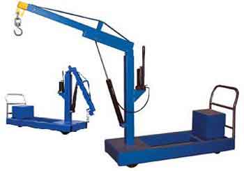 With a floor crane, the key is to create a powerful yet easy to use system for lifting and moving heavy objects around.  Most use a design that incorporates a hydraulic system. 