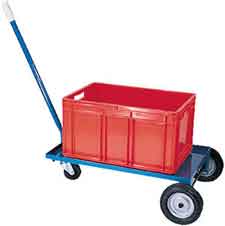 Here is an all-purpose cart that's great for handling light loads throughout the warehouse or office.  Single handle design allows easy one hand control. Sturdy steel construction handles loads up to 300 lbs. 