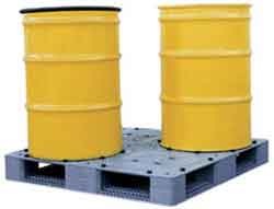  Regular pallets are not necessarily suitable for holding heavy drums, however with special drum pallets, you will be able to store a number of fully laden 55 gallon barrels on a single pallet with confidence, and be sure that your materials are properly protected.