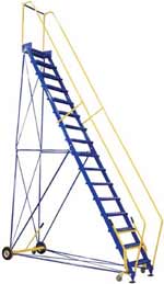 Commercial Steel Rolling Warehouse Ladder. Rolling Ladders. 