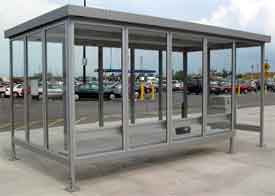 Passengers will typically make the most use of waiting shelters during inclement weather, so the most important element of the design is that it is large enough to provide cover to how ever many people are waiting for the bus at any one time.